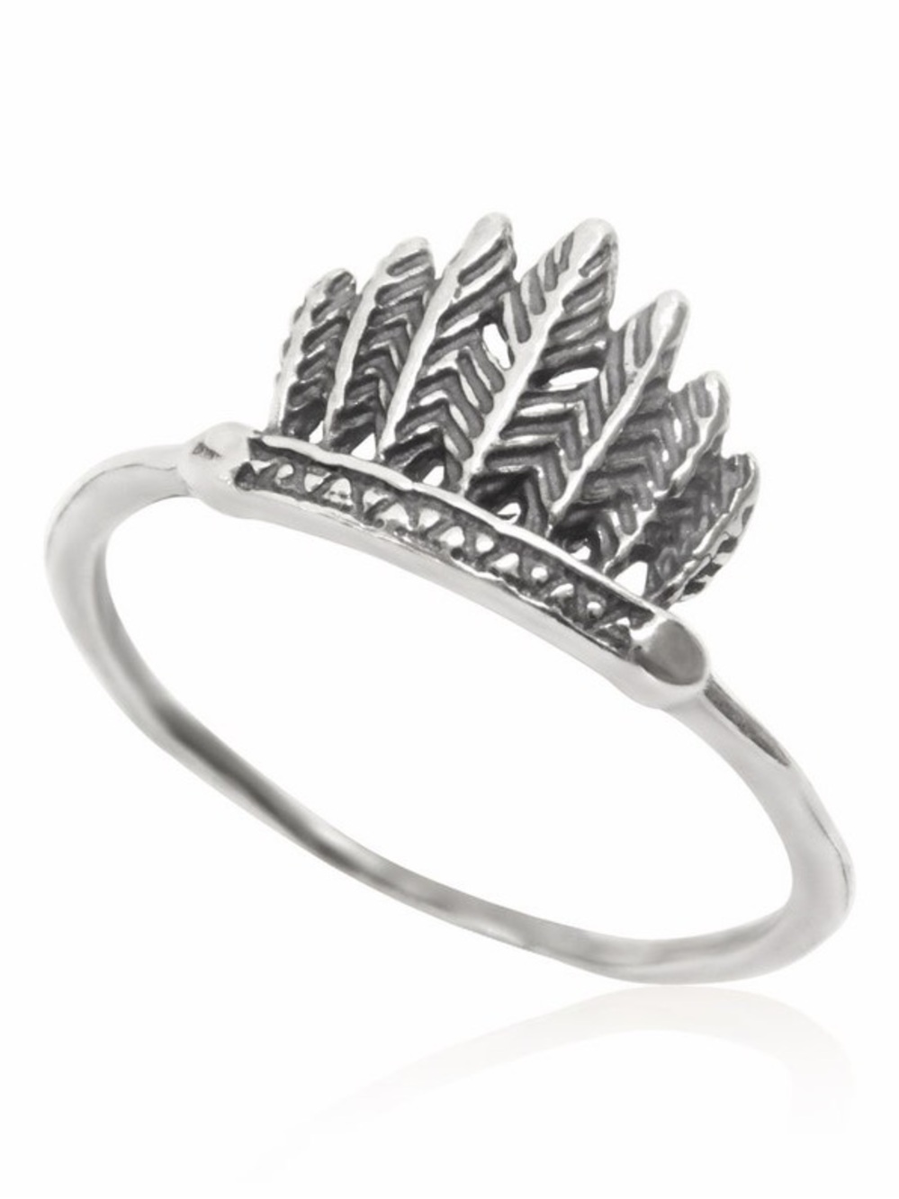 Indian Head Ring, Silver Feather Ring, Silver Ring, Antique Silver Ring, Silver